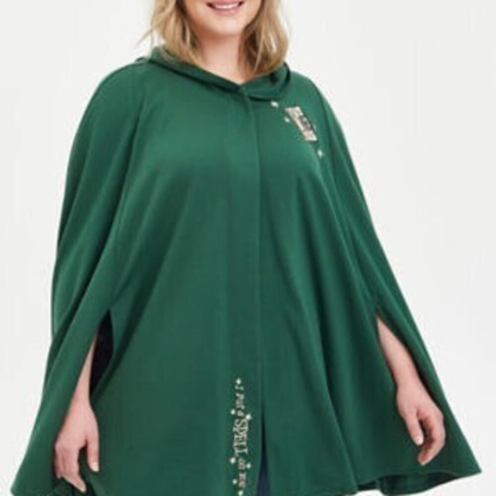 Torrid Hooded Cape Coat - Disney Hocus Pocus Green